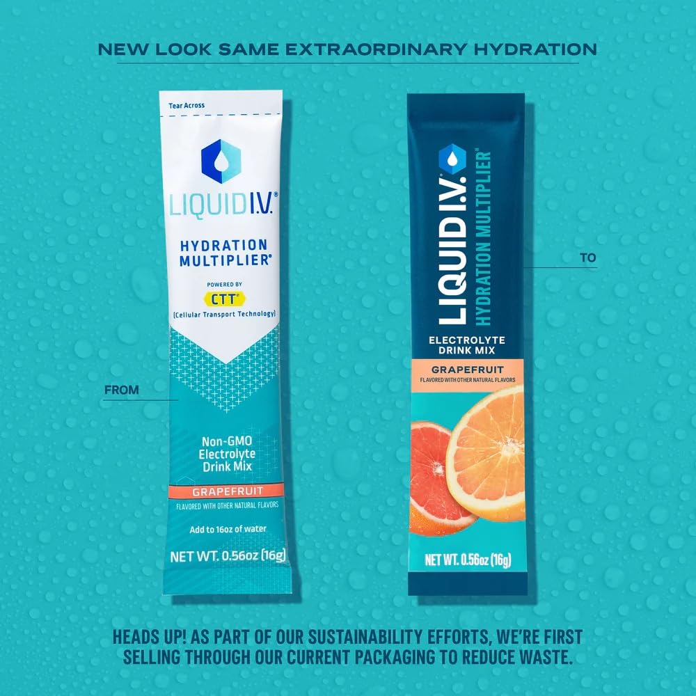 Liquid I.V.® Hydration Multiplier - Grapefruit | Electrolyte Powder Drink Mix | 1 Pack (16 Servings) Liquid I.V. uk supplements