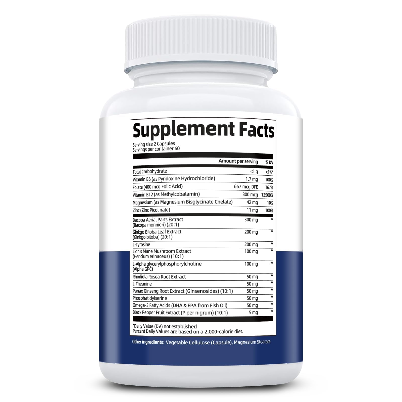 Brain Supplements for Memory and Focus | Nootropic with Bacopa Monnieri, Lion's Mane, Alpha GPC, Ginkgo Biloba | Mental Clarity & Cognitive Support | Vitamin B6 & B12 Neuro Health - Non-GMO, 120 Caps Migcopat uk supplements