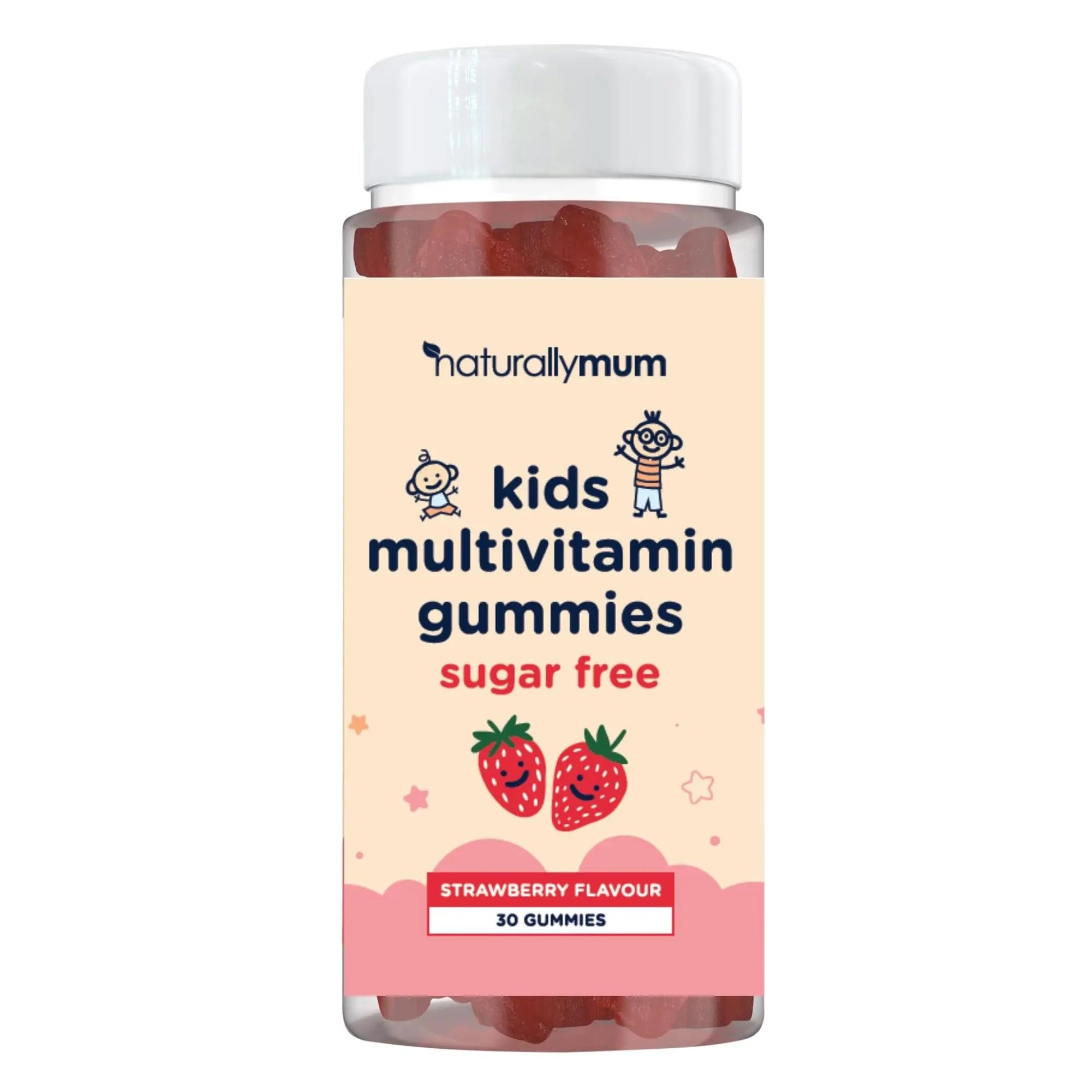 NaturallyMum Kids Multivitamin Gummies | for Children | Vegan Friendly | 30 Chewable Gummies | with Vitamins A, D, E, B6, B12, C | NaturallyMum uk supplements