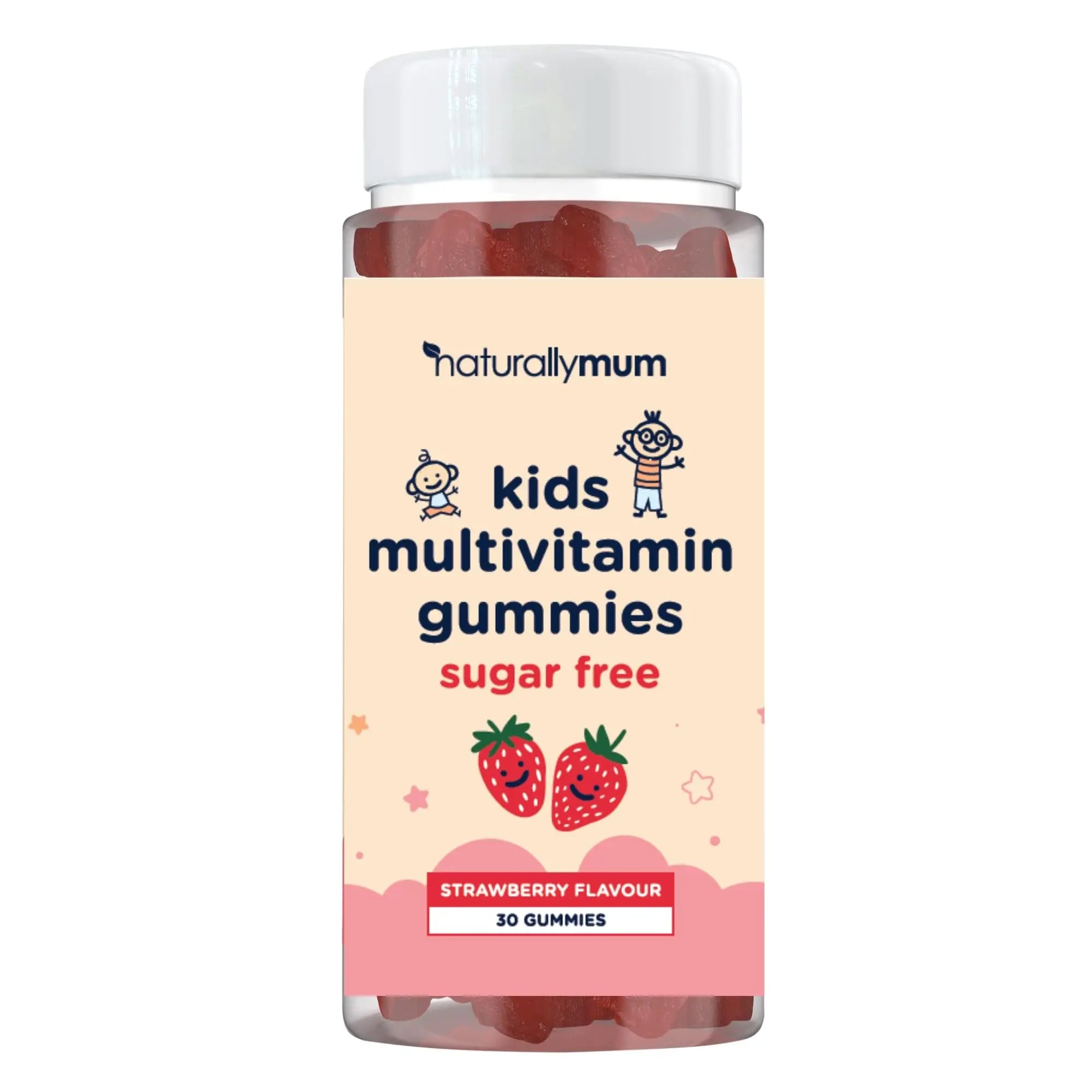 NaturallyMum Kids Multivitamin Gummies | for Children | Vegan Friendly | 30 Chewable Gummies | with Vitamins A, D, E, B6, B12, C | NaturallyMum uk supplements