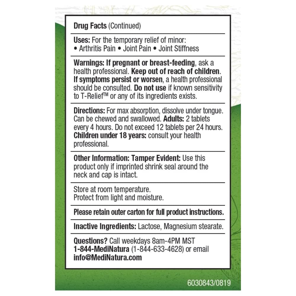 T-Relief Arthritis Arnica +12 Pain Relieving Natural Medicines Help Reduce Soreness Stiffness Aches & Pains in Joints Naturally - 100 Tablets (2 Pack) MediNatura uk supplements