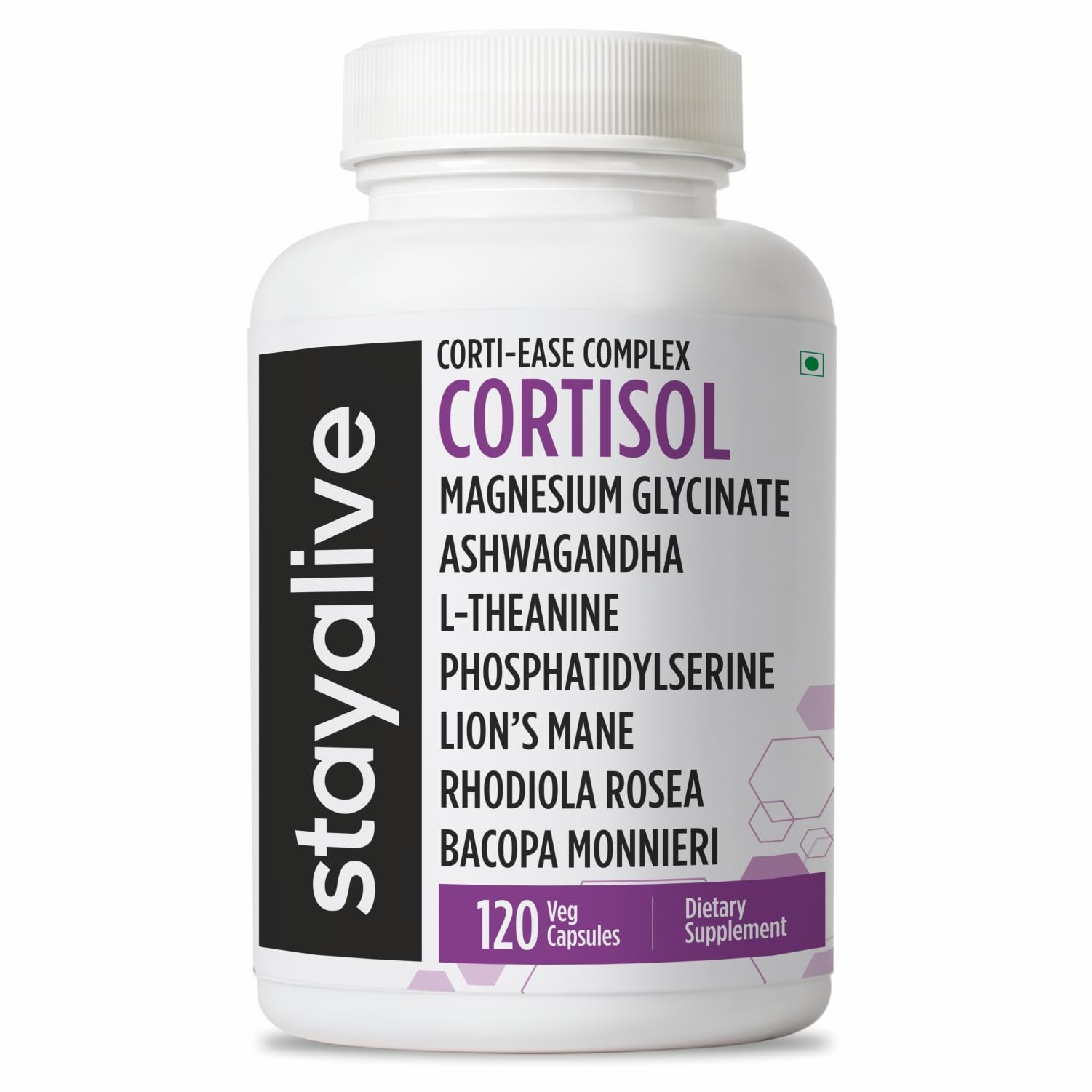 STAY ALIVE Cortisol Manager Supplement 15-in-1 Complex w/L-Theanine, Ashwagandha, Magnesium Glycinate, Phosphatidylserine and More, 120 Veg Capsules, Non-GMO & Gluten-Free Formula for Women and Men STAY ALIVE uk supplements