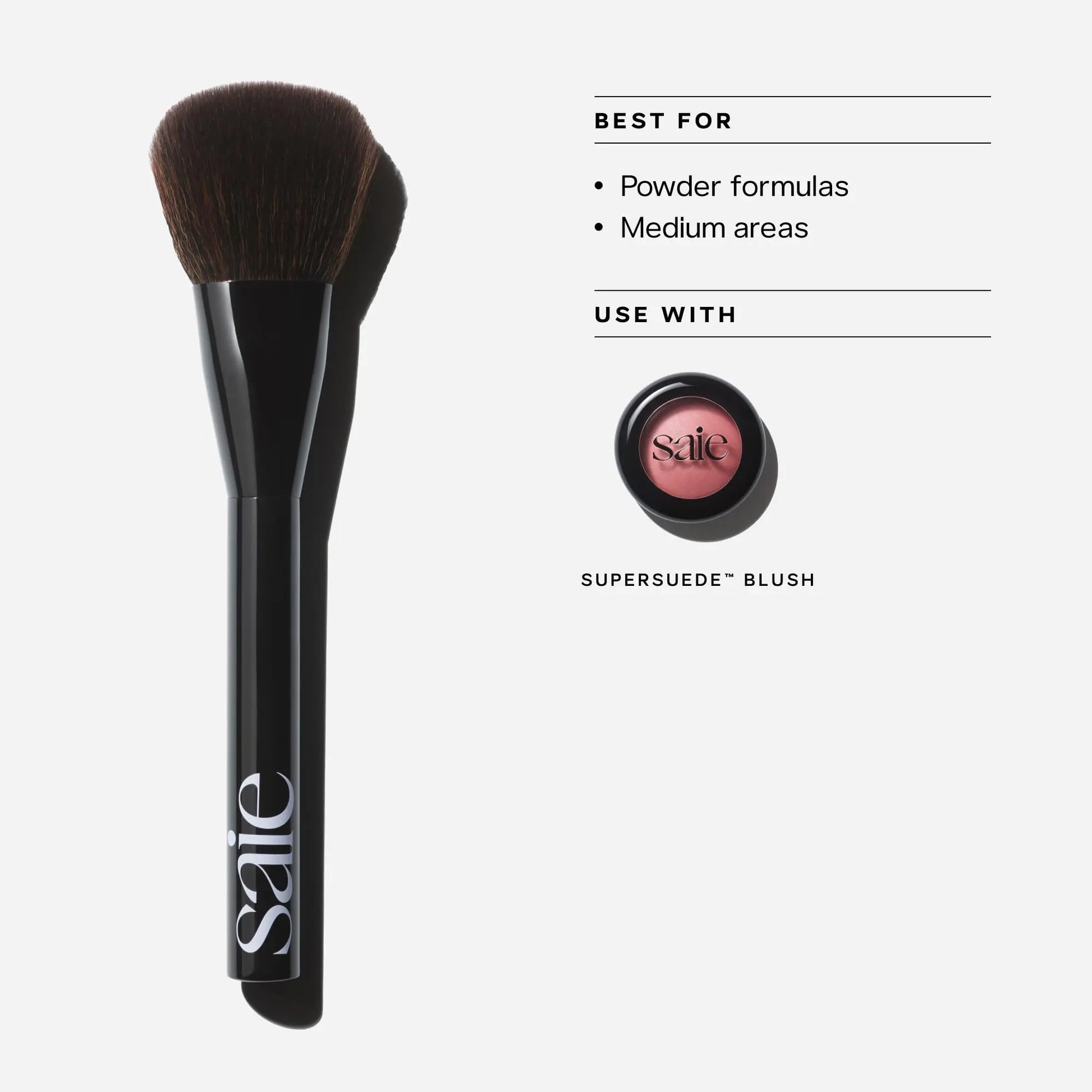 Saie Powder Blush Brush - Fluffy Makeup Brush for Cheeks - Ultra-Soft Tapered Bristles for a Precise, Diffused Application - For Pressed or Loose Powder Face Makeup, Bronzer + Blush - Vegan (1 Count) Saie uk supplements