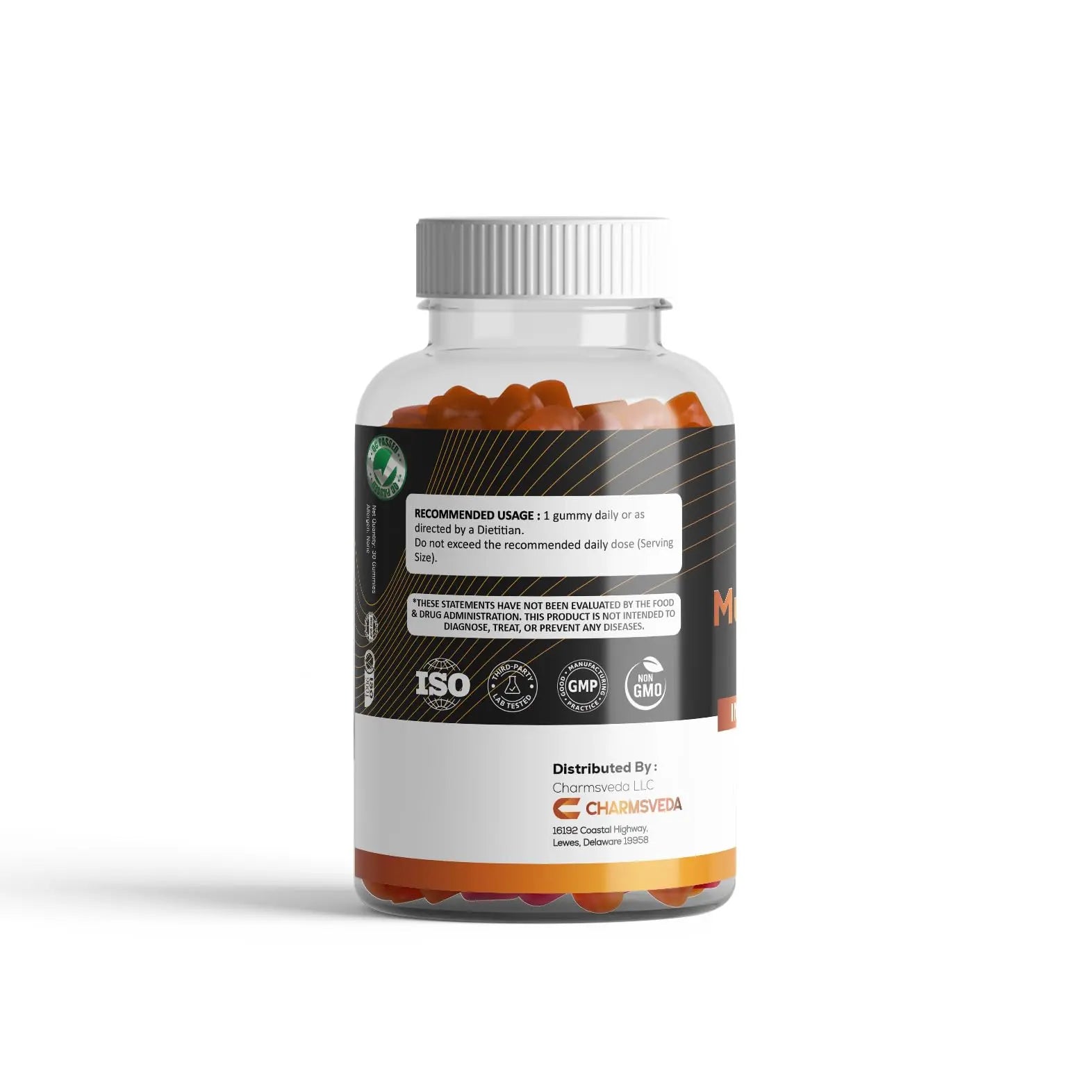 CHARMSVEDA Multivitamin Gummies – Energy, Immunity & Overall Wellness with DHA, Vitamin C, Zinc & Antioxidants – Orange Flavour – 30 Gummies CHARMSVEDA uk supplements