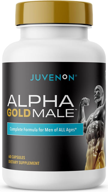 Juvenon Alpha Gold Male Testosterone Booster for Men - T-Support & Male Vitality with KSM-66 Ashwagandha + Fenugreek + Boron Citrate + Saw Palmetto, Non-GMO Vegetarian Capsules Juvenon uk supplements