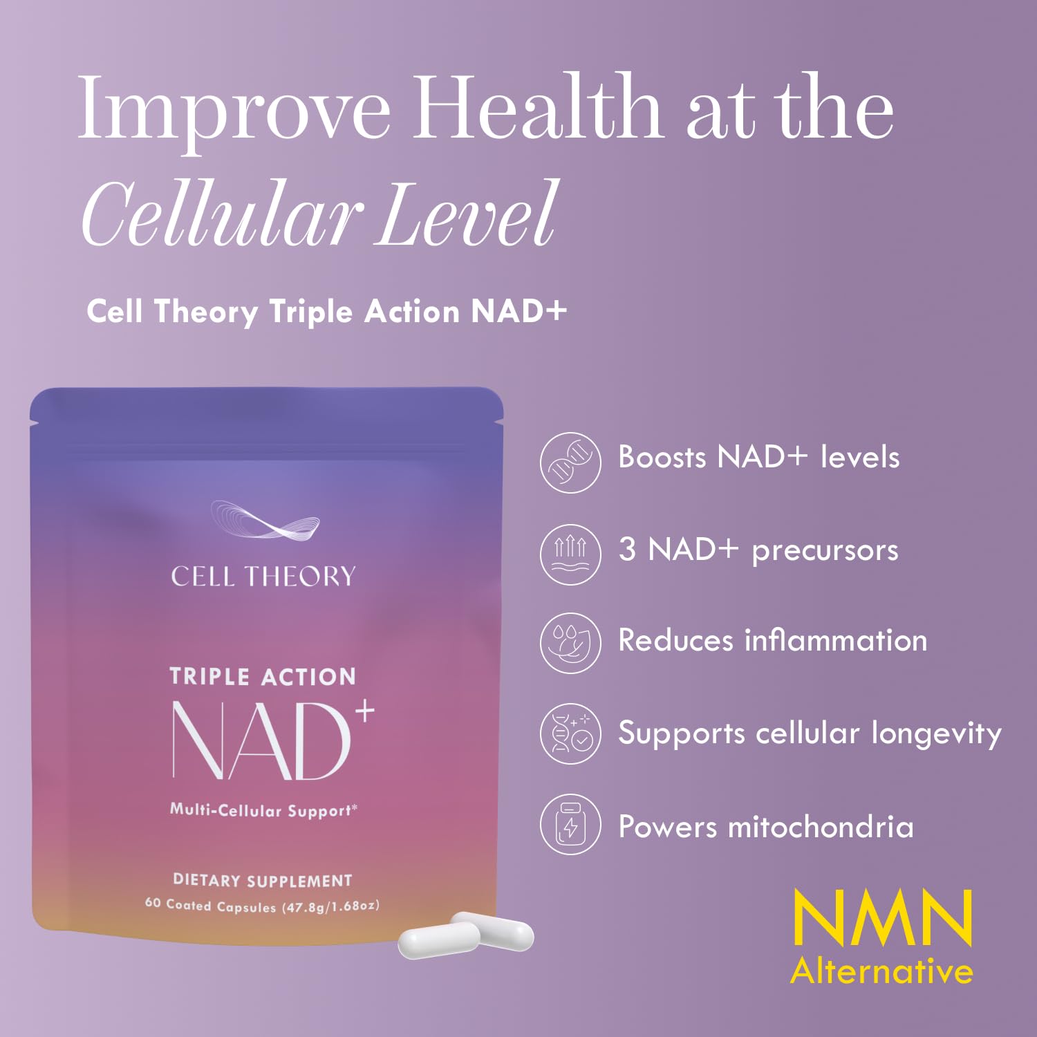 Cell Theory NAD+ Supplement – Triple Action Liposomal NAD+ & NADH Formula for Cellular Energy, Mitochondrial Support, and Longevity, Developed by Dr. Halland, 60 Capsules (30-Day Supply) Cell Theory uk supplements