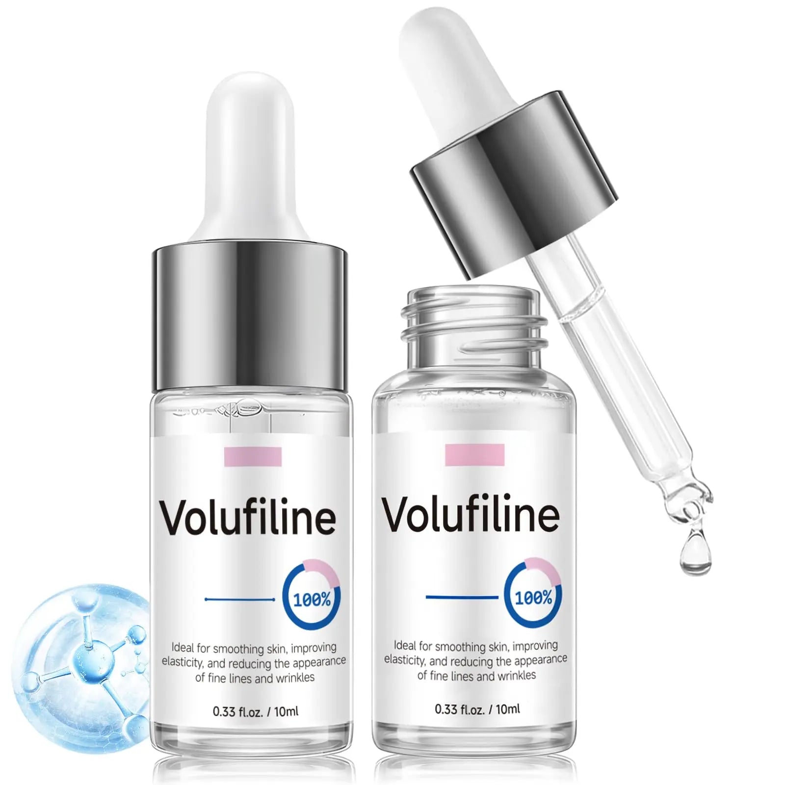 Volufiline Serum, Volufiline Under Eye Serum, Cosmetic Grade Ampoule for Skin Elasticity Improvement, Face & Body Fine Lines, Hydrating Texture, 10ml*2 GUDE GUDE uk supplements