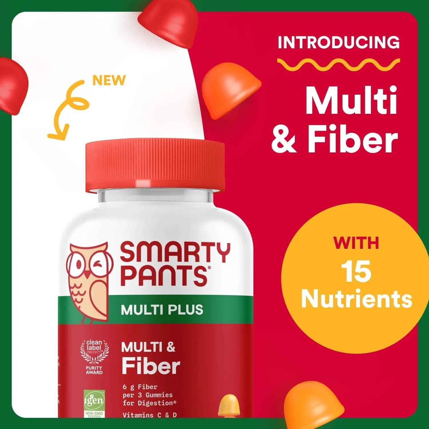 SmartyPants Fiber Supplement & Multivitamin for Men & Women - Improved Formula: Prebiotic Fiber Gummies with Omega 3 (DHA/EPA), Vitamin D3, C, Vitamin B12, B6, A, K & Zinc, 90 Count (30 Day Supply) SmartyPants uk supplements
