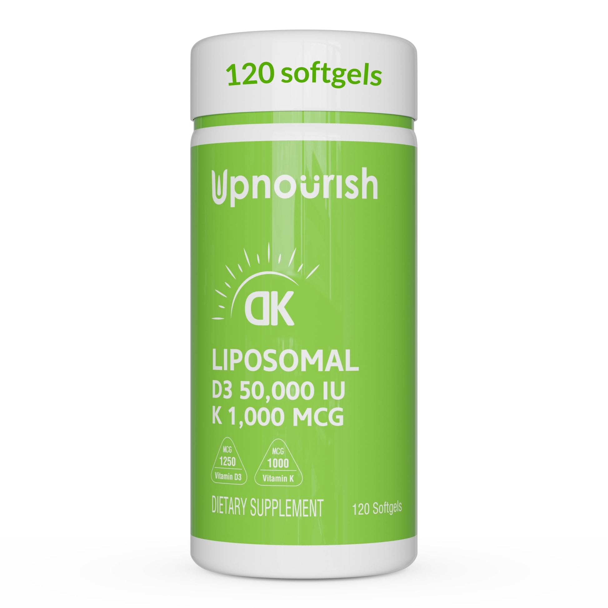 UpNourish Liposomal Vitamin D3 50000 IU (Vitamina D3 de 50000) with 1000 mcg Vitamin K, High Dose Vitamin D3 K2, Vitamin D 50000 IU with K1, K2 MK-4 and MK-7, 120 Mini Softgels UpNourish uk supplements