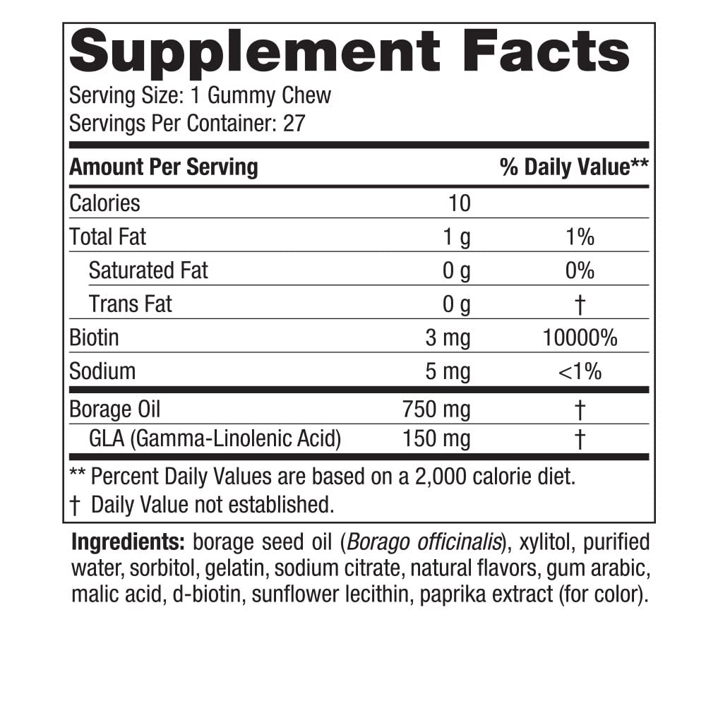 Nordic Naturals Zero Sugar Hair & Skin Gummy Chews, Strawberry Lemonade - 27 Gummy Chews - Biotin + GLA from Borage Oil - Promotes Healthy Balance of Fats in Skin - Non-GMO - 27 Servings Nordic Naturals uk supplements