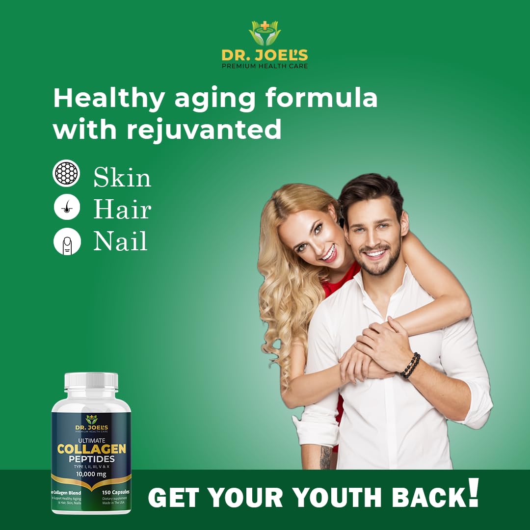 Dr. JOEL'S Multi Collagen Complex for Women and Men - Collagen Peptides Capsules with Biotin - Ultimate Collagen Pills 150 - Type I, II, III, V & X - Made in The USA Dr. JOEL'S uk supplements