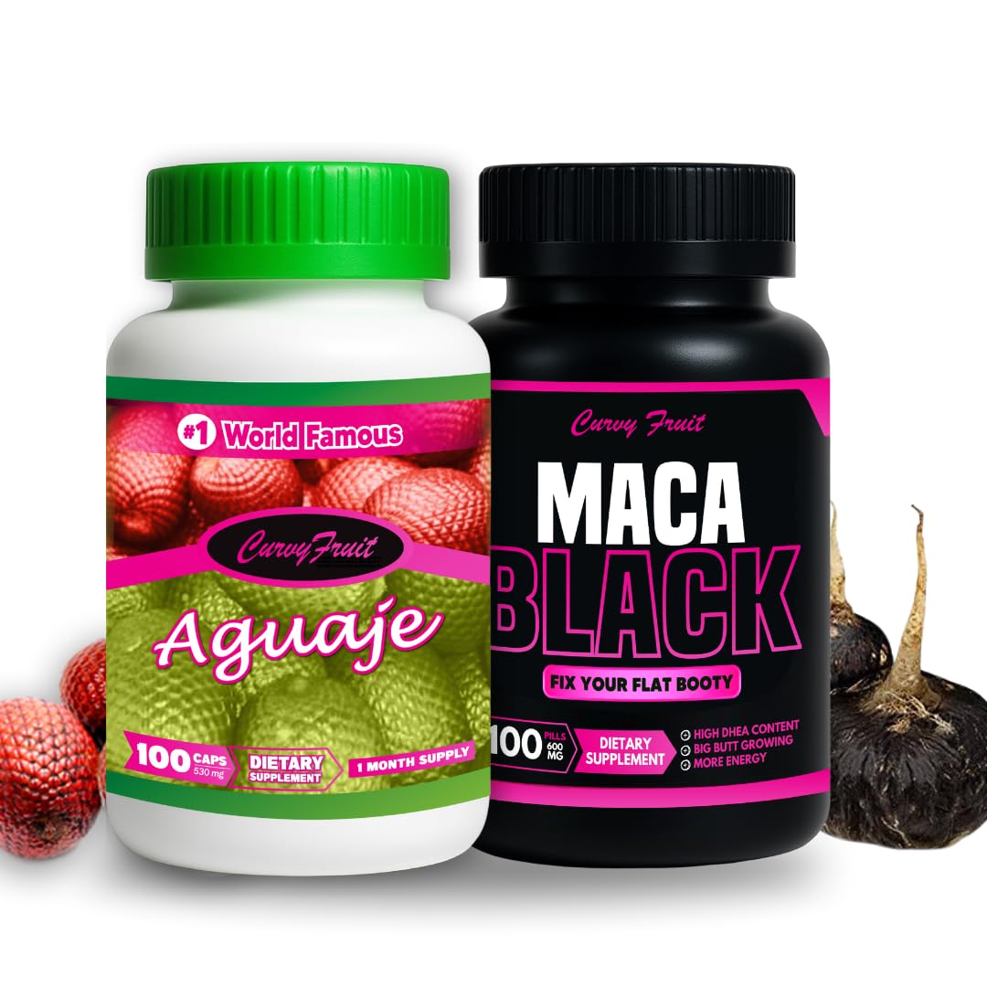 Maximum Booty Growth – Aguaje + Black Maca Pills for Women – Glute Volume Enhancer - Black Curvy Pack Curvy Fruit uk supplements