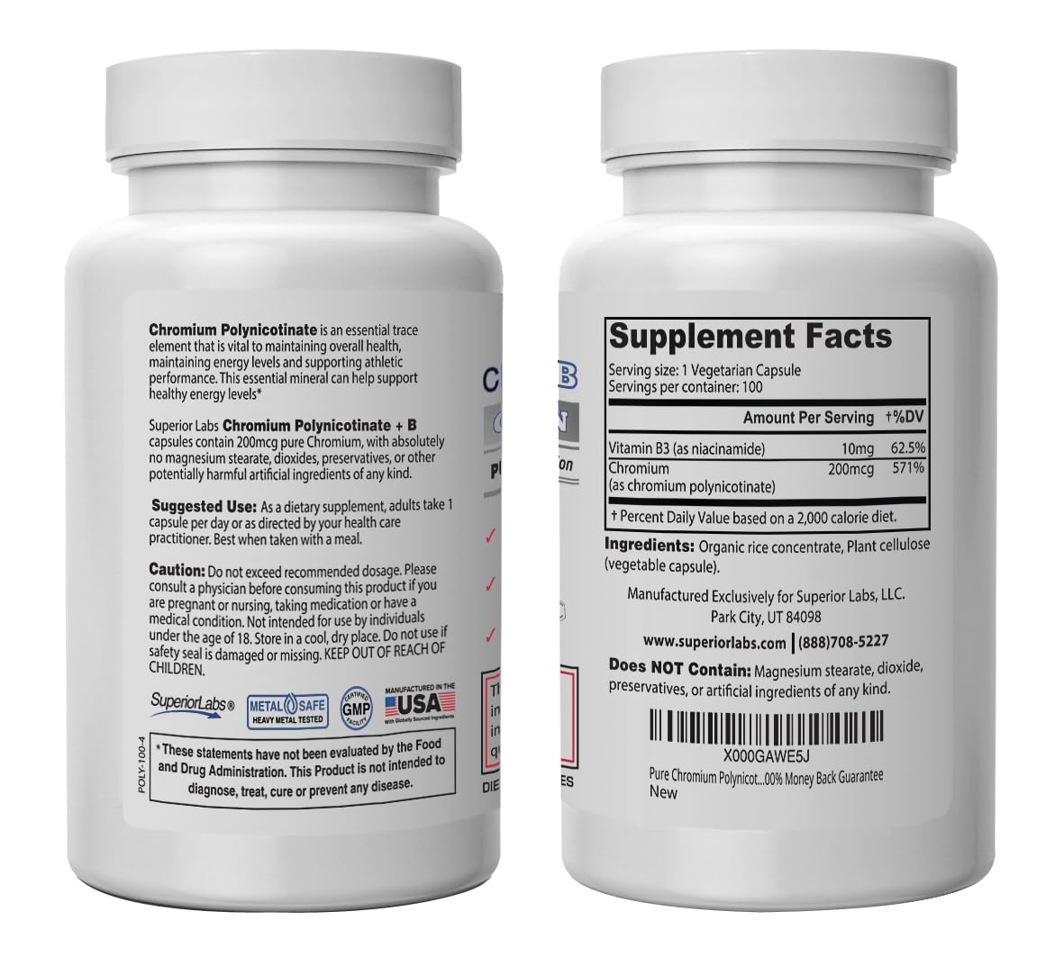 Pure Chromium Polynicotinate Supplement - Made in USA - 200mcg + Vitamin B3 for Optimal Superior Labs uk supplements