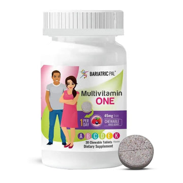 BariatricPal Multivitamin ONE 1 per Day! Bariatric Multivitamin Chewable with 45mg Iron - Mixed Berry (30 Count) BariatricPal uk supplements