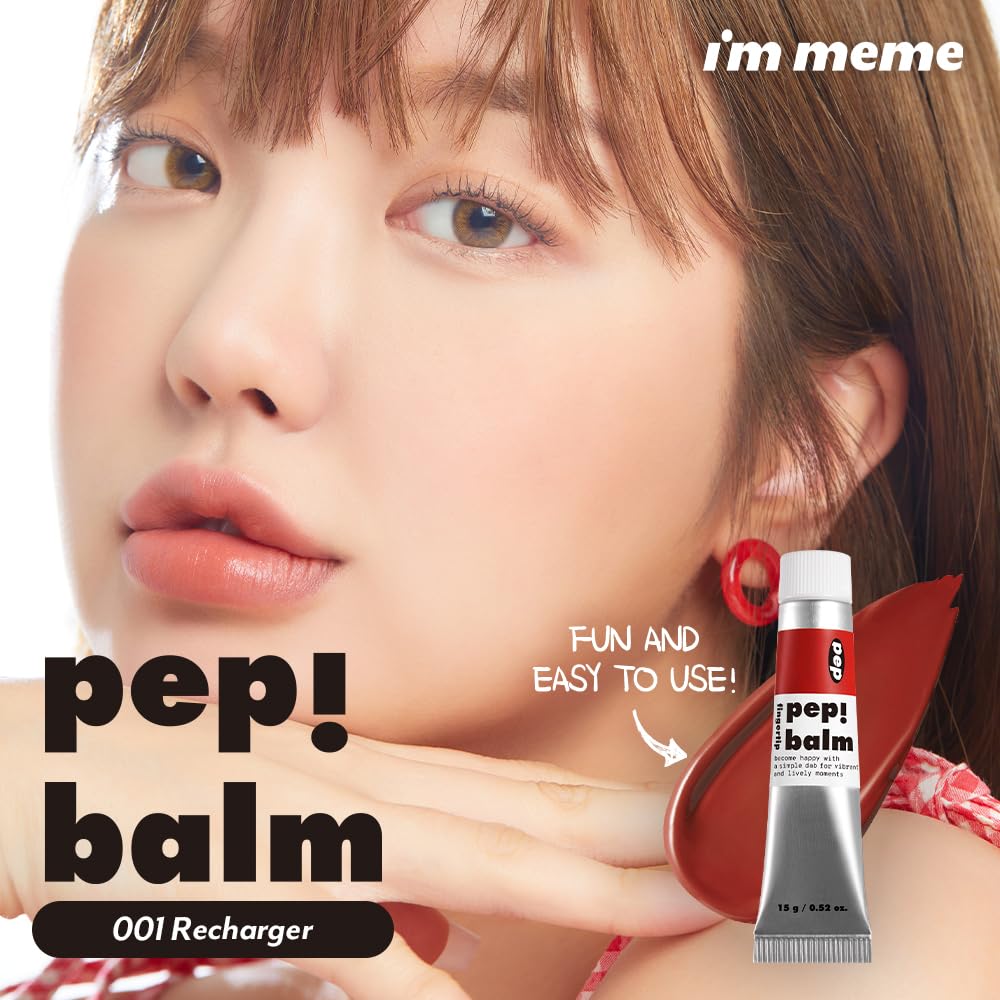 I'M MEME Lip and Cheek Tint - PepBalm 001 Recharger | Wtih Shea Butter, Gift, Liquid Blush, Travel-Friendly, Highly Pigmented, Non-Drying, Sheer Balm Gross Tint, 0.52 Oz I'M MEME uk supplements