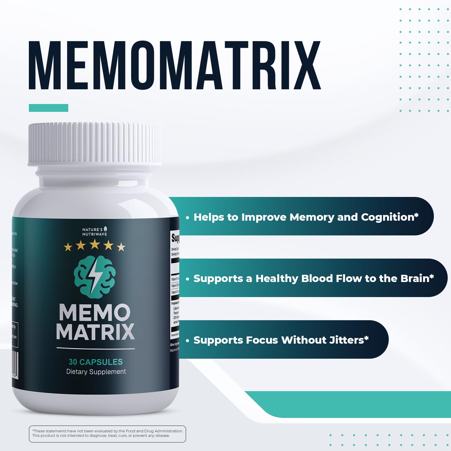 Nature’s NutriWave MemoMatrix – Daily Vitamin B1, B6, B12& Botanical Supplement with Bacopa, Rhodiola, Huperzia, L-Tyrosine & B-Vitamin Blend – Non-GMO Formula – 30 Capsules, 1 Month Supply Nature’s NutriWave uk supplements