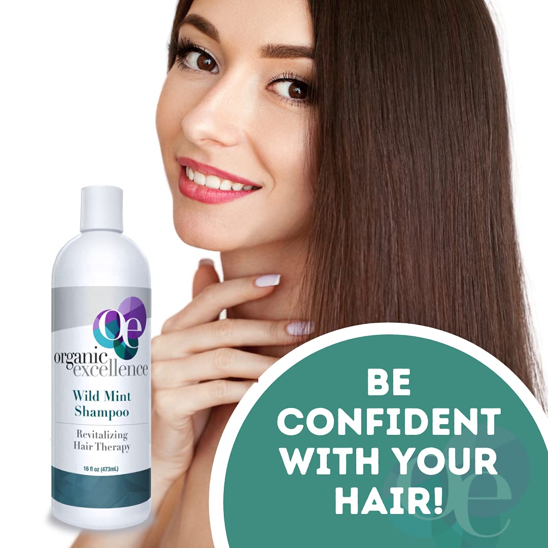 Organic Excellence Natural Organic Shampoo, Wild Mint & Rosemary, Chemical Free, Plant-Based, Toxin-Free, Cruelty-Free, Certified Herbs & Oils For Healthy Full-Bodied Hair 16 fl. oz Organic Excellence uk supplements