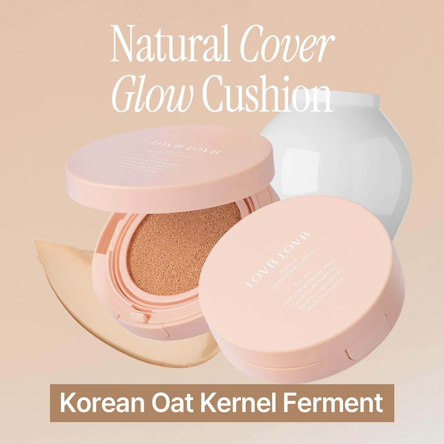 LOVB LOVB Natural Cover Glow Cushion Foundation | Satin Radiant Finish | Korean Foundation Makeup | Long-Lasting Natural Coverage | for All Skin Types 0.42 oz. (23N Natural Beige) LOVB LOVB uk supplements
