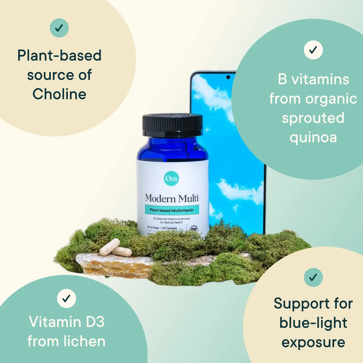 Ora Organic Plant Based Multivitamin for Women and Men, Bluelight Protection - Brain, Eye, Energy, Immune, Skin, Hair, Heart Ora Organic uk supplements