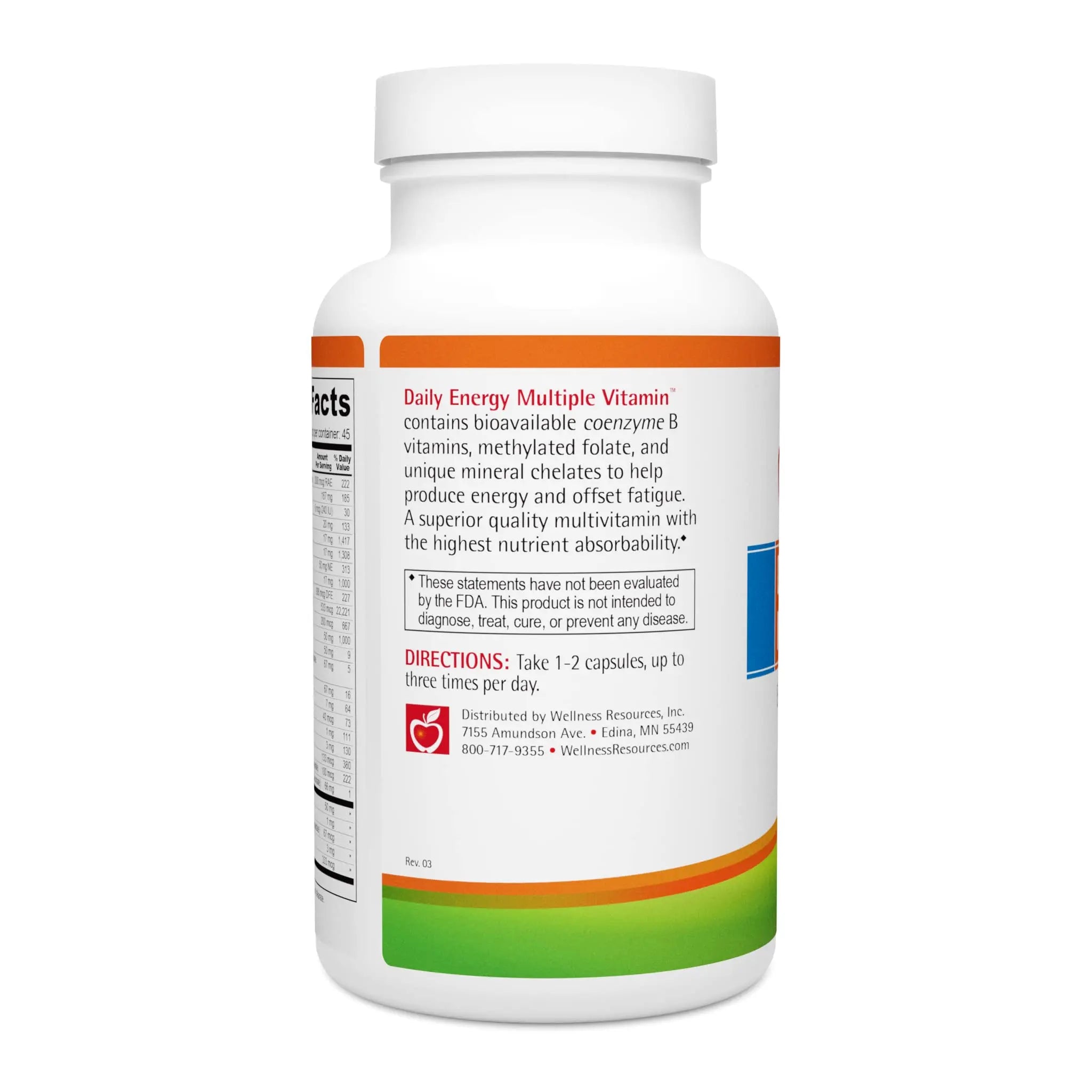 Wellness Resources Daily Energy Multiple Vitamin - 90 Capsules - Methylated Daily MTHFR Multivitamin Without Iron Wellness Resources uk supplements