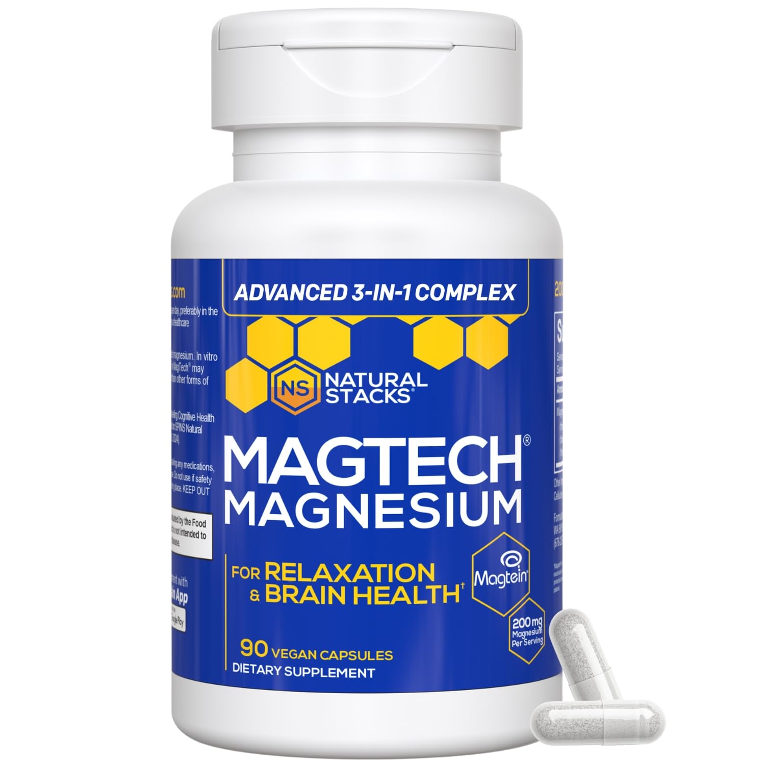 Magtech Magnesium Capsules + Hydration Creatine Powder Lemon Lime Bundle - 3 Forms of Magnesium - Featuring Magtein L-Threonate - Brain Health & Hydration Support* - 44 Total Servings NATURAL STACKS uk supplements