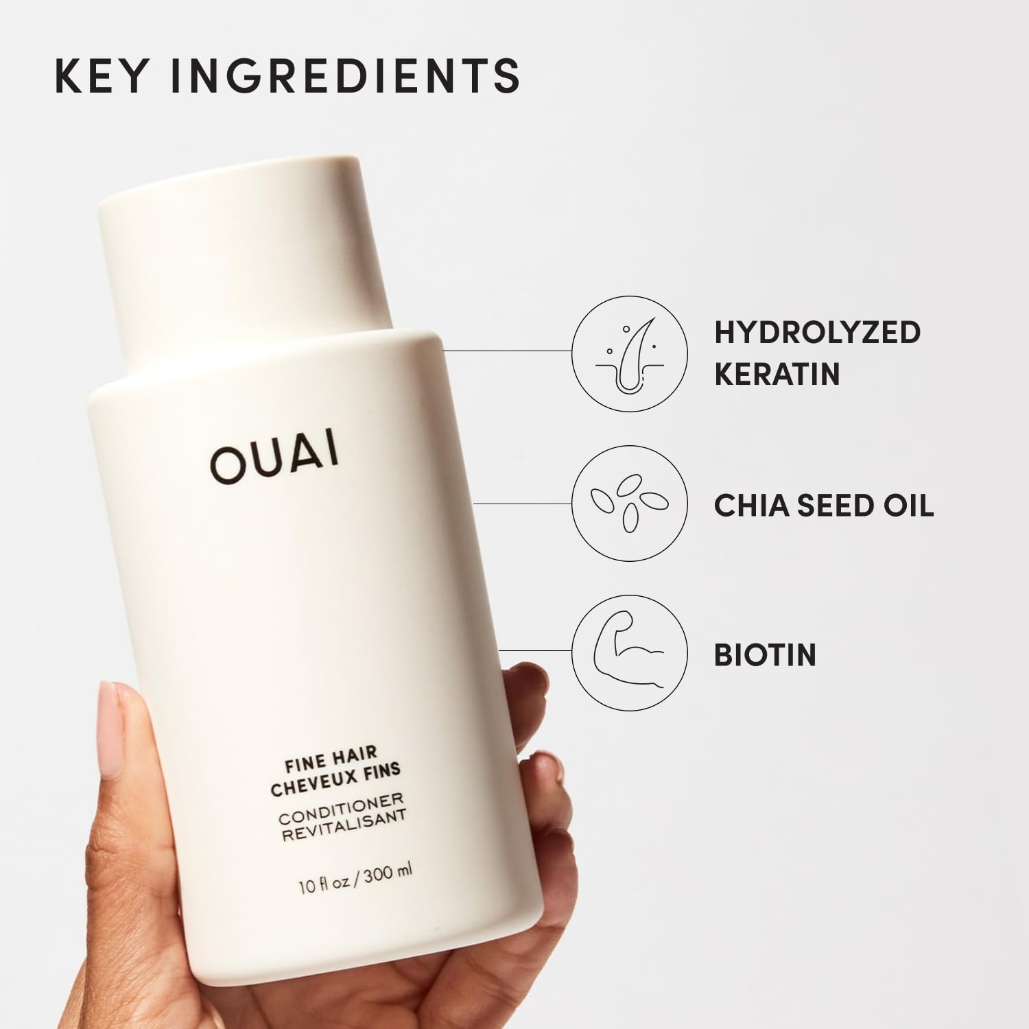 OUAI Fine Hair Conditioner Refill - Volumizing Conditioner Made with Keratin, Biotin and Chia Seed Oil - Adds Softness, Bounce and Volume - Free from Parabens, Sulfates, and Phthalates (32 Oz) OUAI uk supplements
