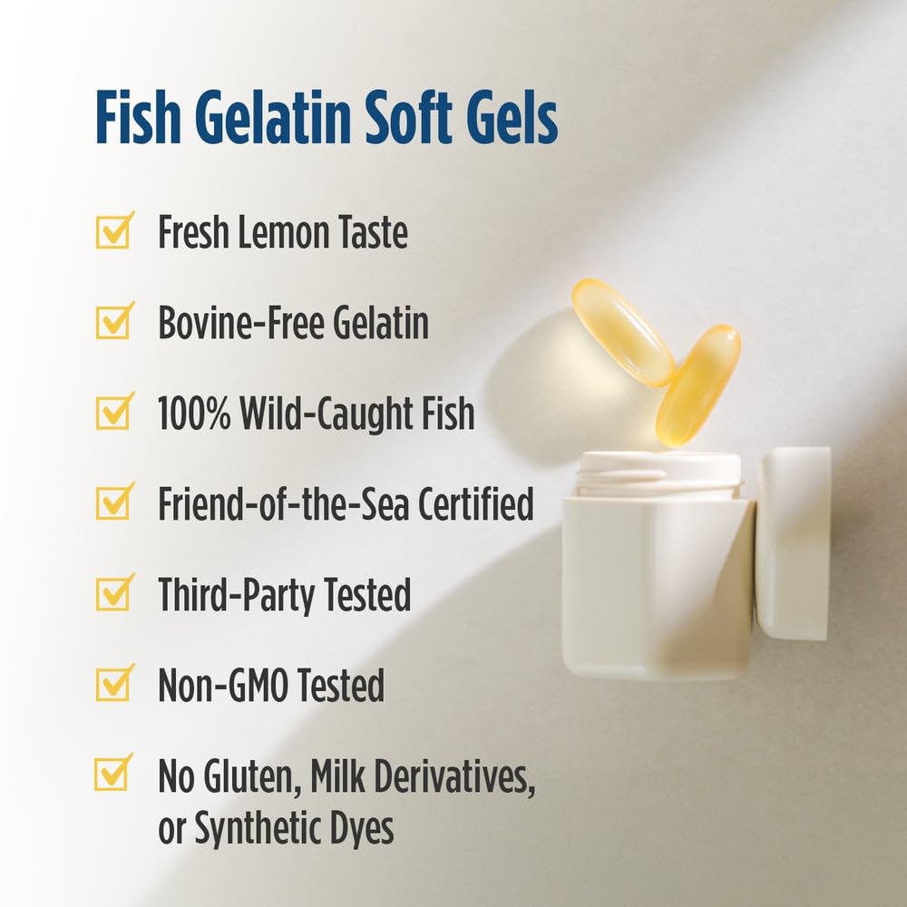 Nordic Naturals Ultimate Omega in Fish Gelatin, Lemon Flavor - 60 Soft Gels - 1280 mg Omega-3 - High-Potency Fish Oil Supplement - EPA & DHA - Promotes Brain & Heart Health - Non-GMO - 30 Servings Nordic Naturals uk supplements