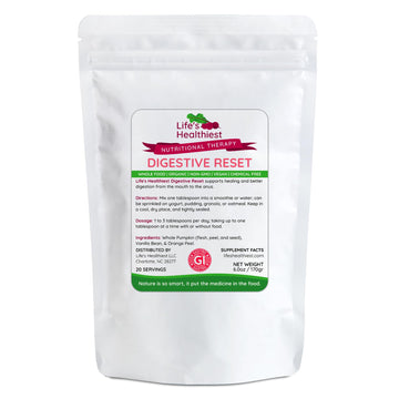 Life's Healthiest Digestive Reset Whole Food Therapy Powder Blend - 100% bioavailable nutrients from Whole Food. Organic, Plant-Based, Non-GMO, Clean and raw. 60 Servings. The Beet Lady uk supplements