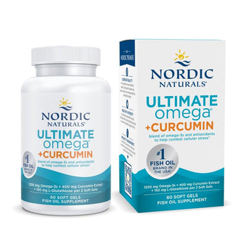 Nordic Naturals Omega Curcumin, Lemon - 60 Soft Gels - 1200 mg Omega-3 + 400 mg Optimized Curcumin - Combats Cellular Stress - Non-GMO - 30 Servings Nordic Naturals uk supplements