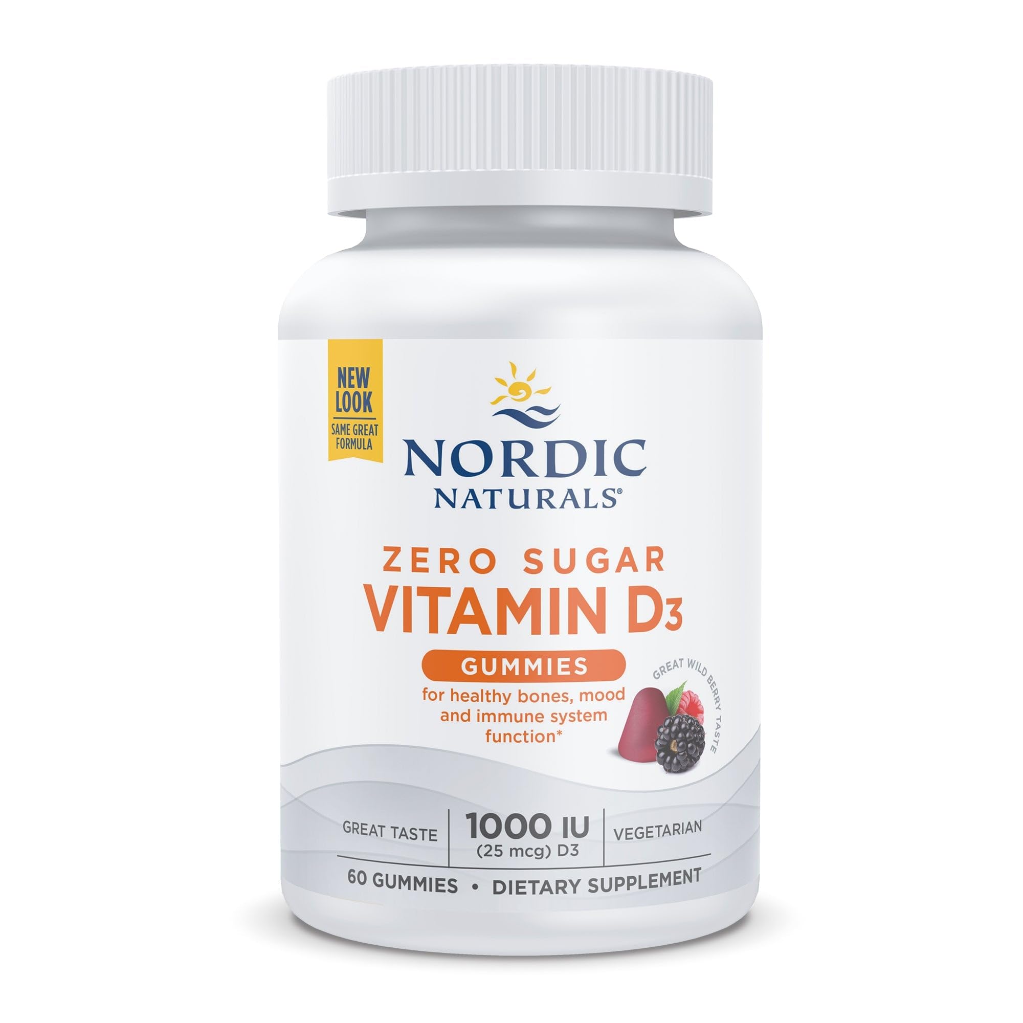 Nordic Naturals Zero Sugar Vitamin D3 Gummies, Wild Berry - 60 Gummies - 1000 IU Vitamin D3 - Great Taste - Healthy Bones, Mood & Immune System Function - Non-GMO - 60 Servings Nordic Naturals uk supplements