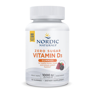 Nordic Naturals Zero Sugar Vitamin D3 Gummies, Wild Berry - 60 Gummies - 1000 IU Vitamin D3 - Great Taste - Healthy Bones, Mood & Immune System Function - Non-GMO - 60 Servings Nordic Naturals uk supplements