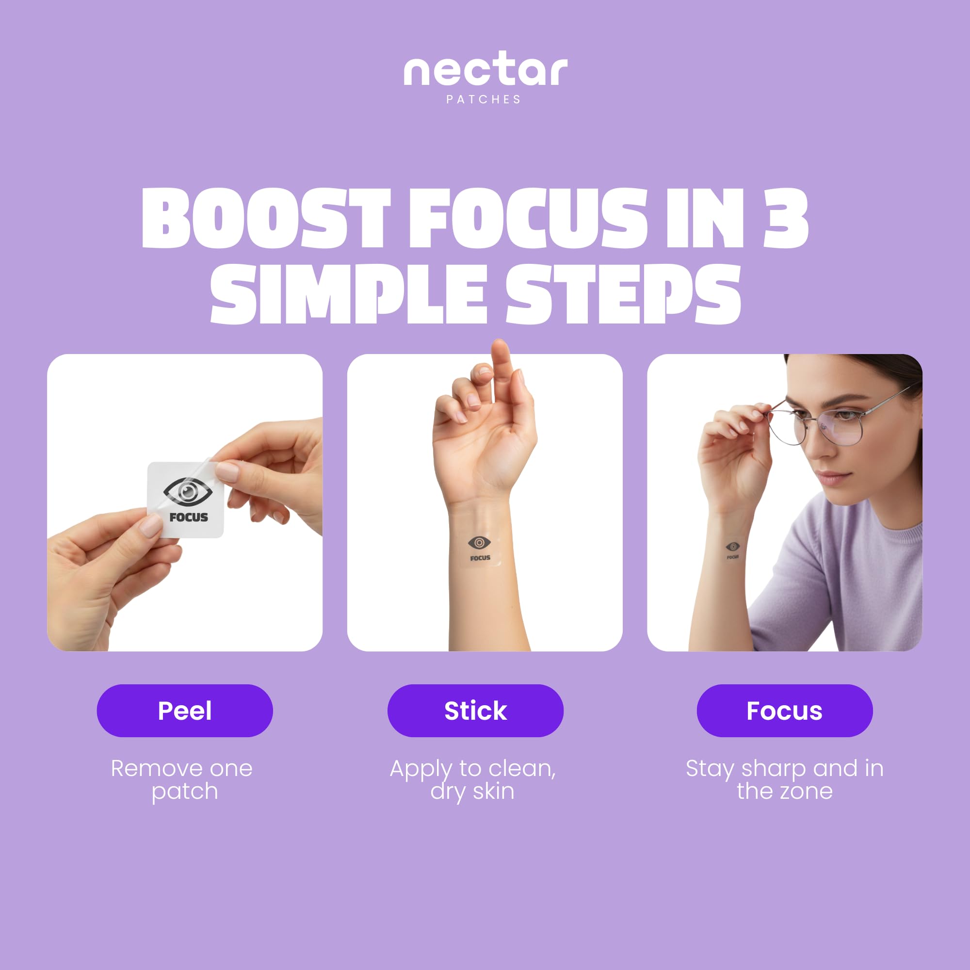Nectar Focus Patches | Natural Cognitive Support with Ginkgo Biloba, Bacopa & Magnesium for Memory – Mental Clarity Neuro Patches for Work, Study – Clean Plant-Based Nootropic Alternative | 30 Count Nectar Patches uk supplements