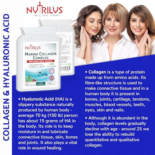 Marine Collagen Complex 60 Capsules 500mg with PureSea Seaweed Providing Iodine Nutrilus uk supplements