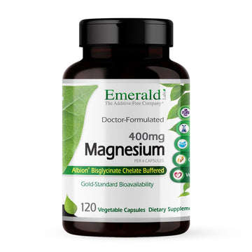 Emerald Labs Magnesium 400mg - Bone & Sleep Support with Albion Magnesium* - Vegan Friendly - 120 Vegetable Capsules (30-Day Supply) EMERALD LABS uk supplements