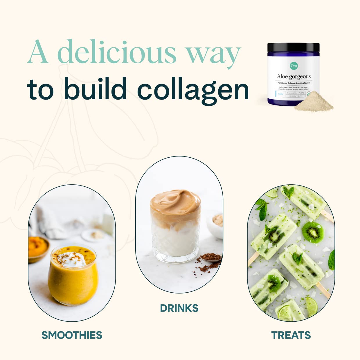 Ora Organic Vegan Collagen-Boosting Powder for Women and Men - Hair, Skin, & Nails Support - Bamboo Silica, Plant-Based Protein, Organic Vitamin C, Aloe Vera - Vanilla Flavor, 20 Servings Ora Organic uk supplements