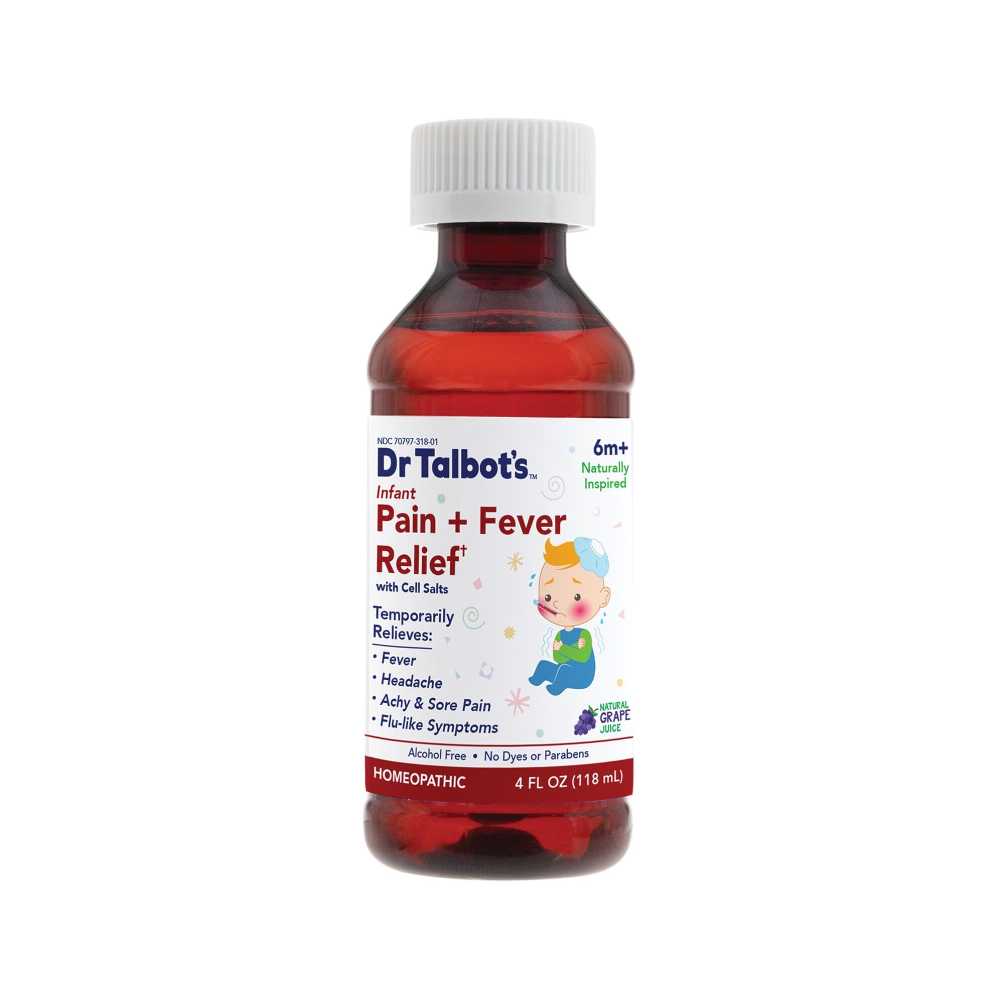 Dr. Talbot's Infant Pain and Fever Relief Liquid Medicine - 4 fl oz - 6+ Months - Grape Juice Flavor - No Alcohol, Dyes, or Parabens - Baby Essentials Dr. Talbot's uk supplements