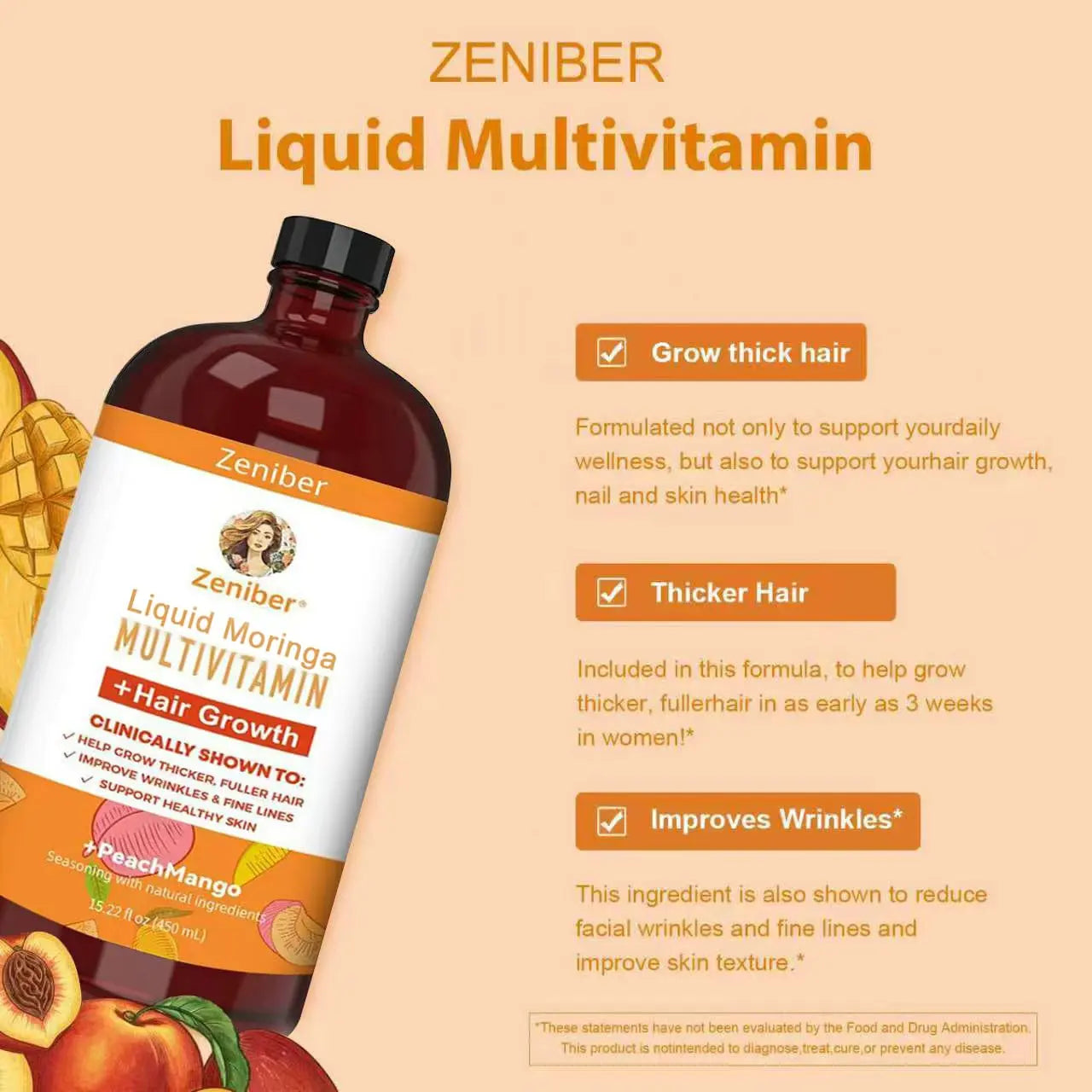 Zeniber MaayRuth Multivitamins Hair Growth&Liquid Multivitamins for Women, Biotin 10000mcg Liquid Multivitamin Hair Growth Supplement, 15.22 OZ Zeniber uk supplements
