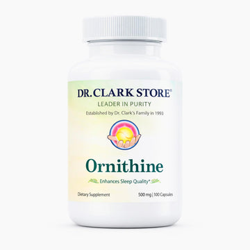 Dr Clark Ornithine Dietary Supplement - Gluten Free, Natural Sleep Aid, Promotes Protein Metabolism, Cleansing and Detoxification, 500mg, 100 Gelatin Capsules Dr Clark Store uk supplements