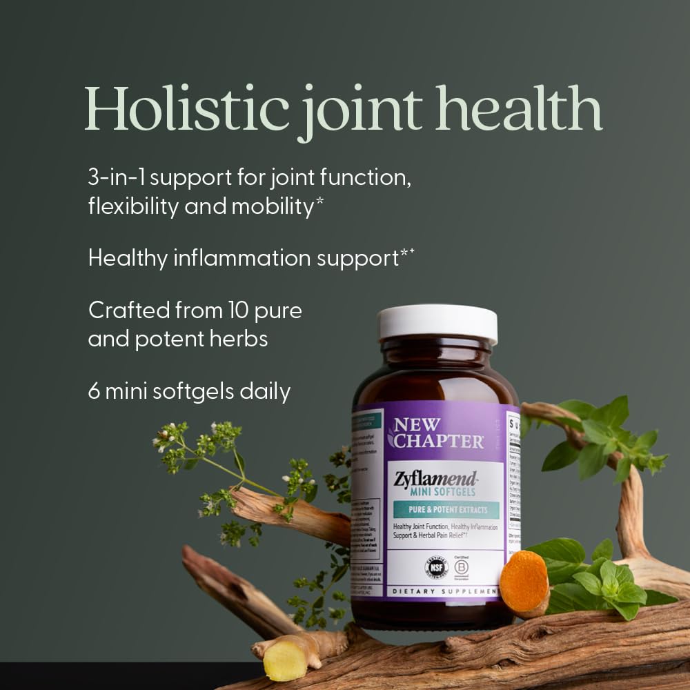 New Chapter Zyflamend™ Mini Softgels, Joint Supplement & Herbal Pain Relief – with Turmeric, Ginger & Green Tea - for Healthy Inflammation Response, Mobility & Flexibility, 180 mini softgels New Chapter uk supplements