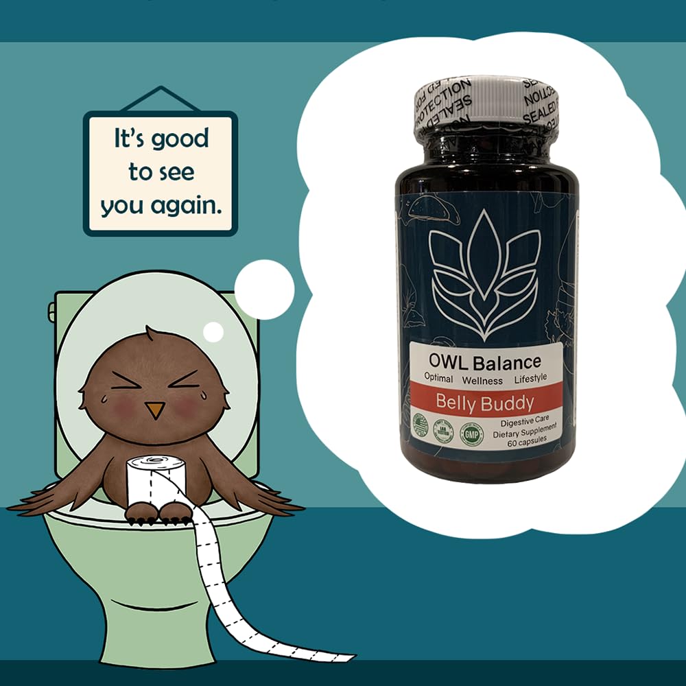 Belly Buddy Advanced Gut Health Support containing a helthy Blend of Probiotics, Prebiotics, and Digestive Enzymes OWL Balance uk supplements