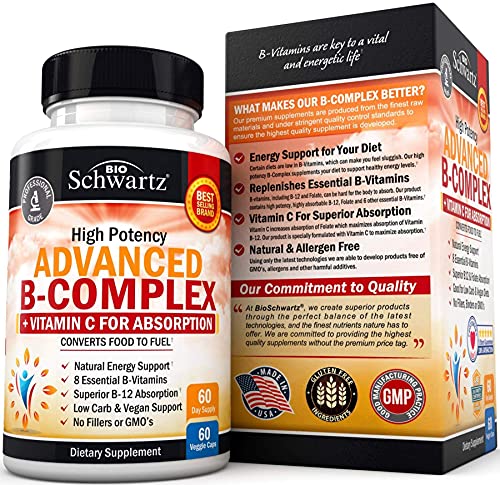 Vitamin B Complex with Vitamin C for Maximum Absorption - Methylcobalamin b12 BioSchwartz uk supplements