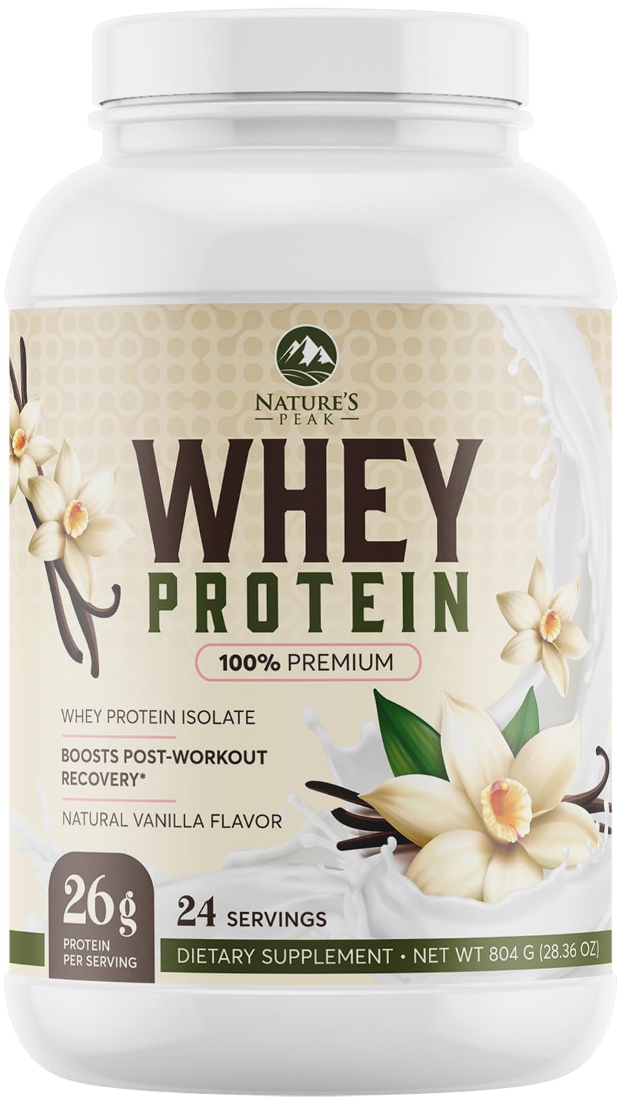 Nature's Protein Powder, 100% Whey Protein Powder Isolate, Immune Support, BCAAs Nature's Peak uk supplements