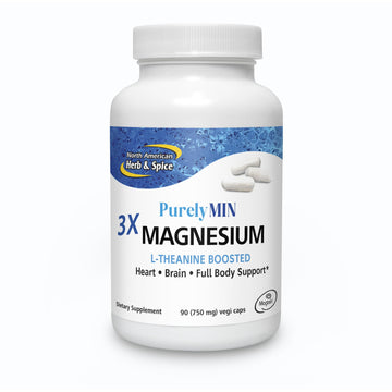 NORTH AMERICAN HERB & SPICE PurelyMin - 90 Vegi Caps - Highly Absorbable Magnesium Complex + L-Theanine - 30 Servings NORTH AMERICAN HERB & SPICE uk supplements