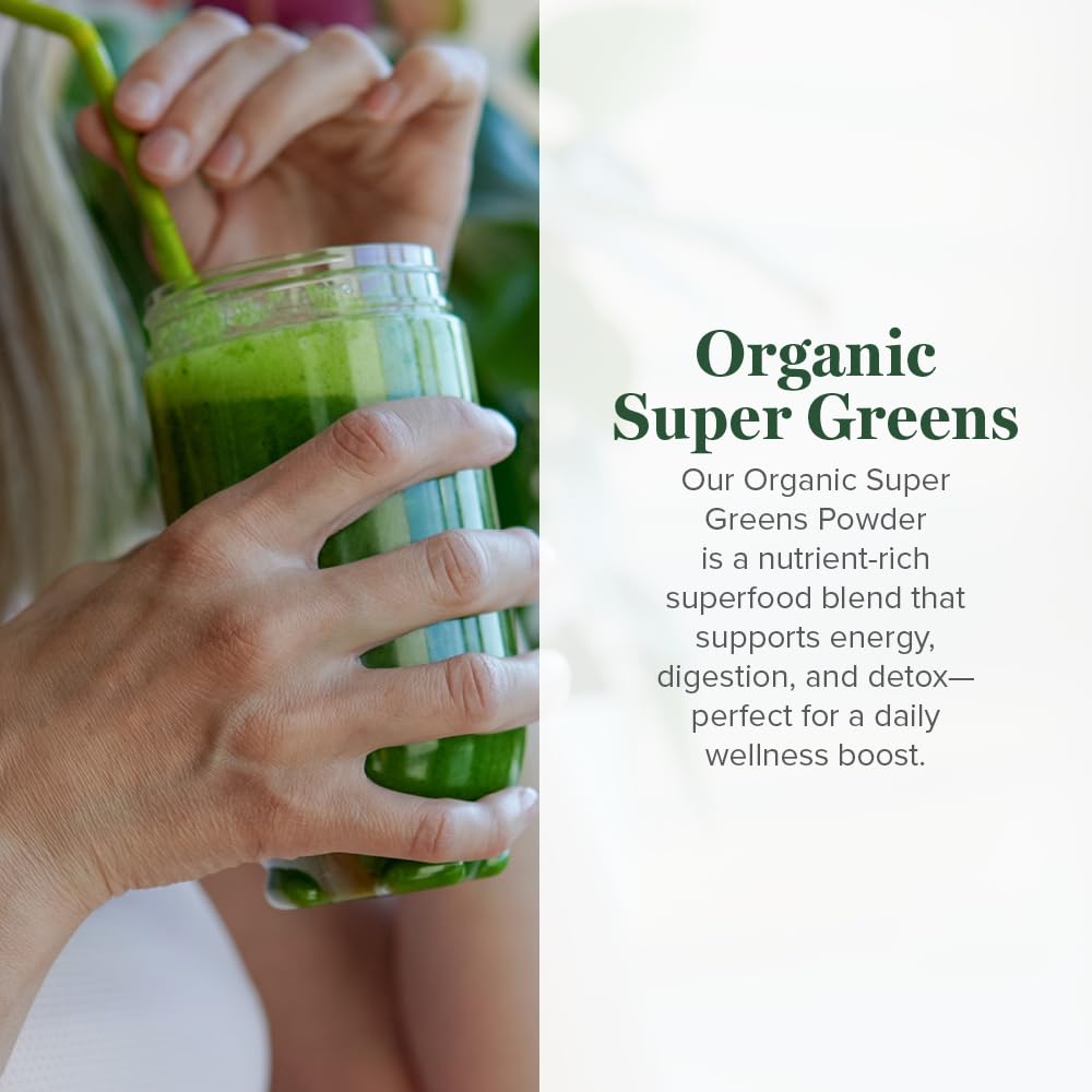 Global Healing Organic Super Greens Powder Blend - Greens Superfood Powder with 15 Raw Whole Sprouts - Delicious Green Juice Smoothie Mix for Daily Nutrition - Non-GMO, Gluten-Free Greens Supplements Global Healing Center uk supplements