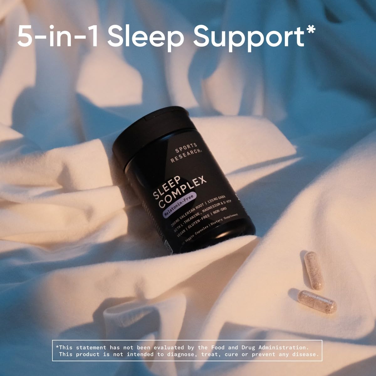 Sports Research® Sleep Complex- Melatonin-Free Vegan Capsules - with Valerian Root, GABA, L-Theanine, Magnesium & 5-HTP - 30 Servings Sports Research uk supplements