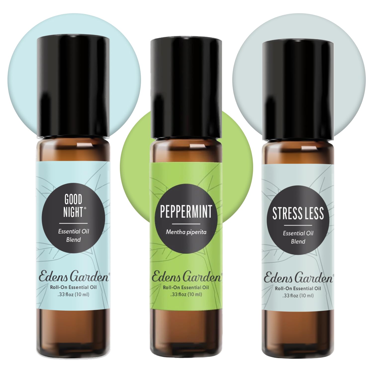 Edens Garden Essential Oil Roll-On Set (Good Night, Peppermint, Stress Less)- Aromatherapy Roller Edens Garden uk supplements