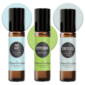 Edens Garden Essential Oil Roll-On Set (Good Night, Peppermint, Stress Less)- Aromatherapy Roller Edens Garden uk supplements