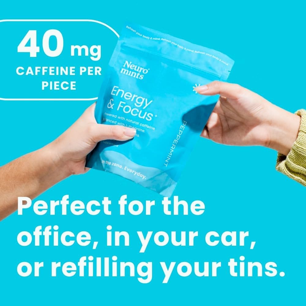 Neuro Energy & Focus Mints - Sugar Free Breath Mints with 40mg Natural Caffeine, B Vitamins & L-Theanine - Vegan Brain Supplement for Exercise, Study & Daily Focus - Peppermint, 90 ct Neuro uk supplements