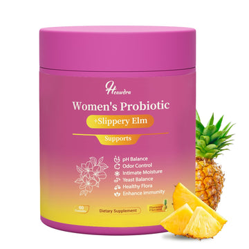 Her Juicy Women's Probiotic Gummies: Supports Women’s Wellness & pH Balance, Clean Vegan, Pineapple Flavor, Prebiotics & Lactobacillus Blend, with Slippery Elm, Gut Health & Immune Defense, 60 Gummies Heawdra uk supplements