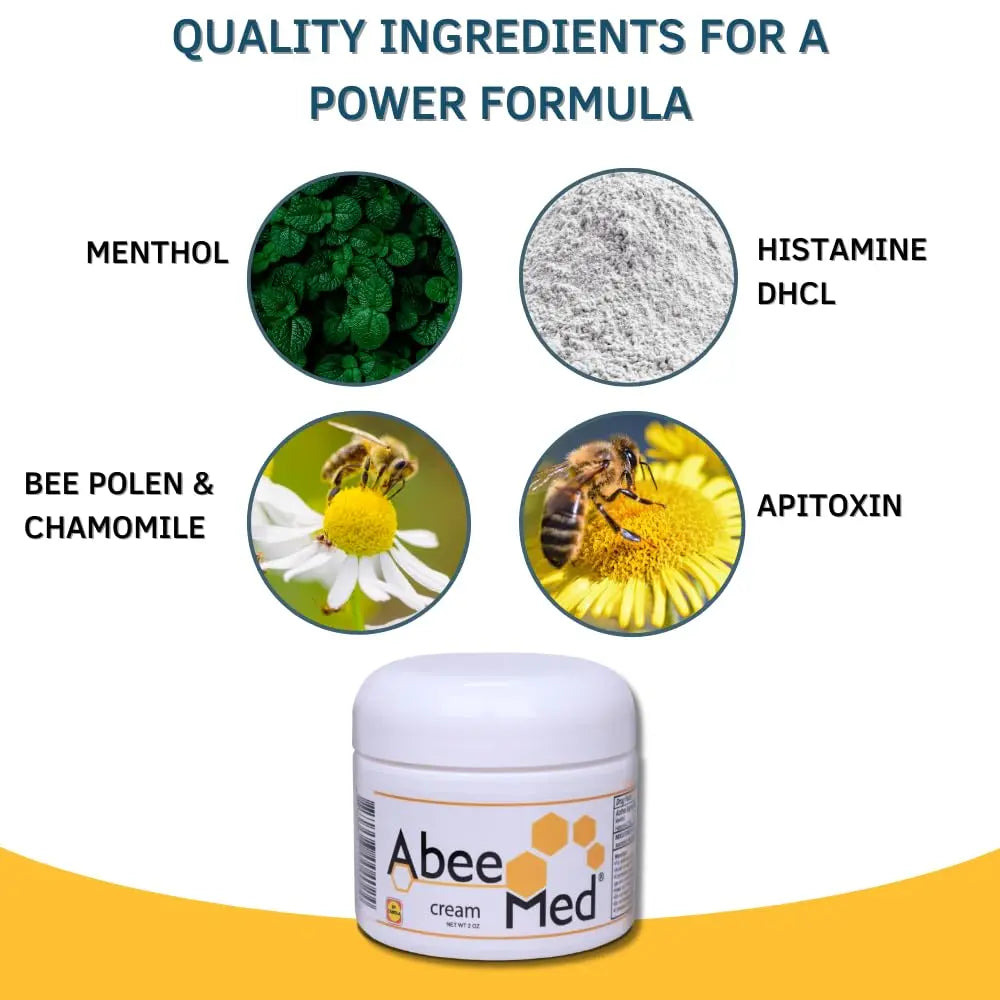 AbeeMed Cream Bee Venom Apitoxin for Aches - Menthol - Histamine DHCL - Bee Polen - Chamomile - Support for Neck and Backache - Supports Joint & Muscle Discomfort - Sprains, Bruises and Strains V2 ABEE MED uk supplements